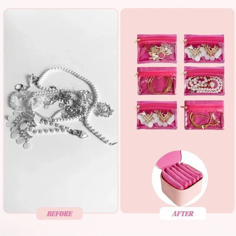 Pink Storage Box with Dividers and Matching Pouches - Picture 6 of 7